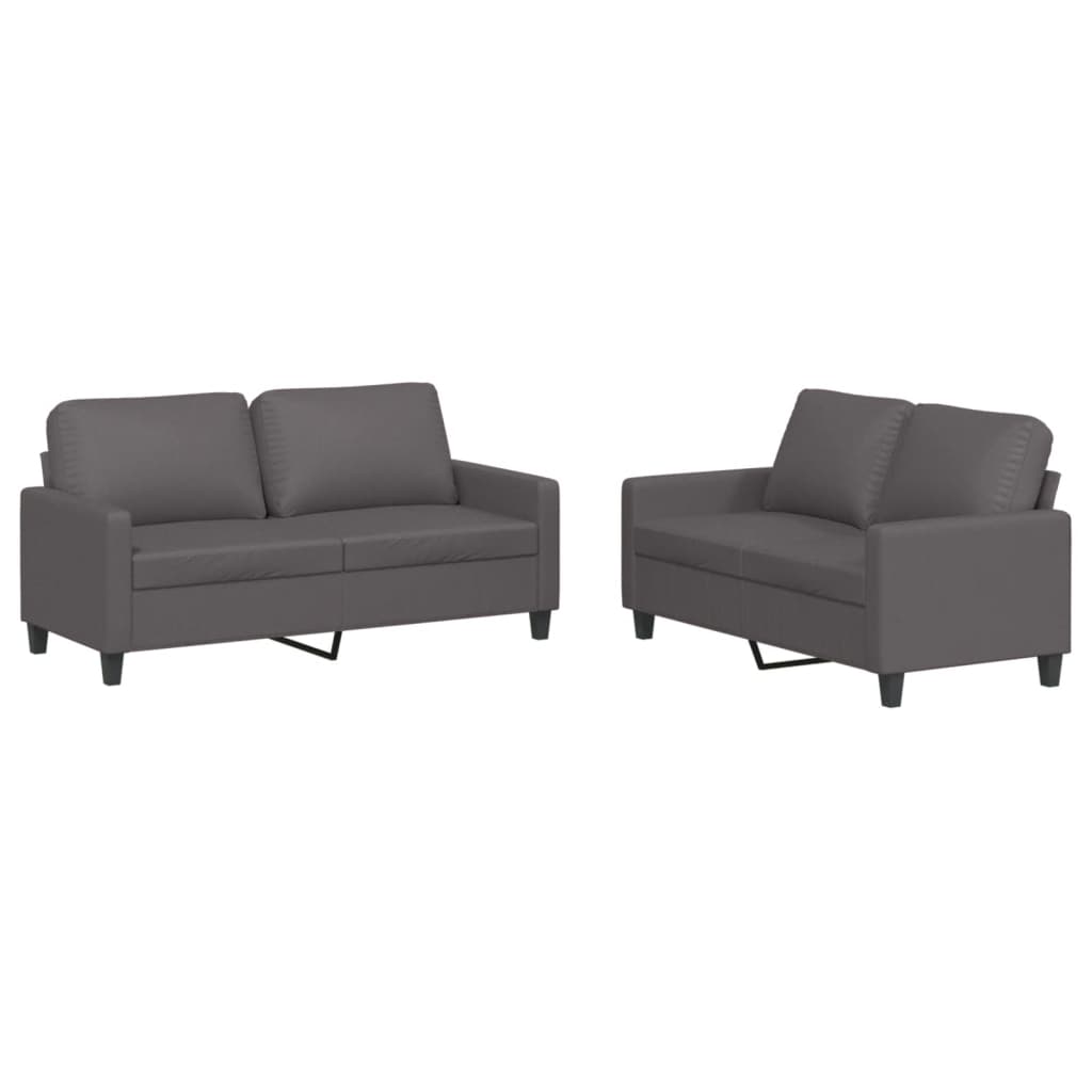 Ensemble de canapés 2 pcs avec coussins Gris Similicuir - XIOS