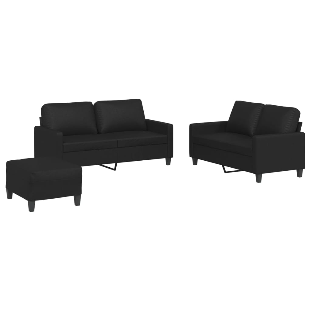 Ensemble de canapés 3 pcs avec coussins Noir Similicuir - XIOS