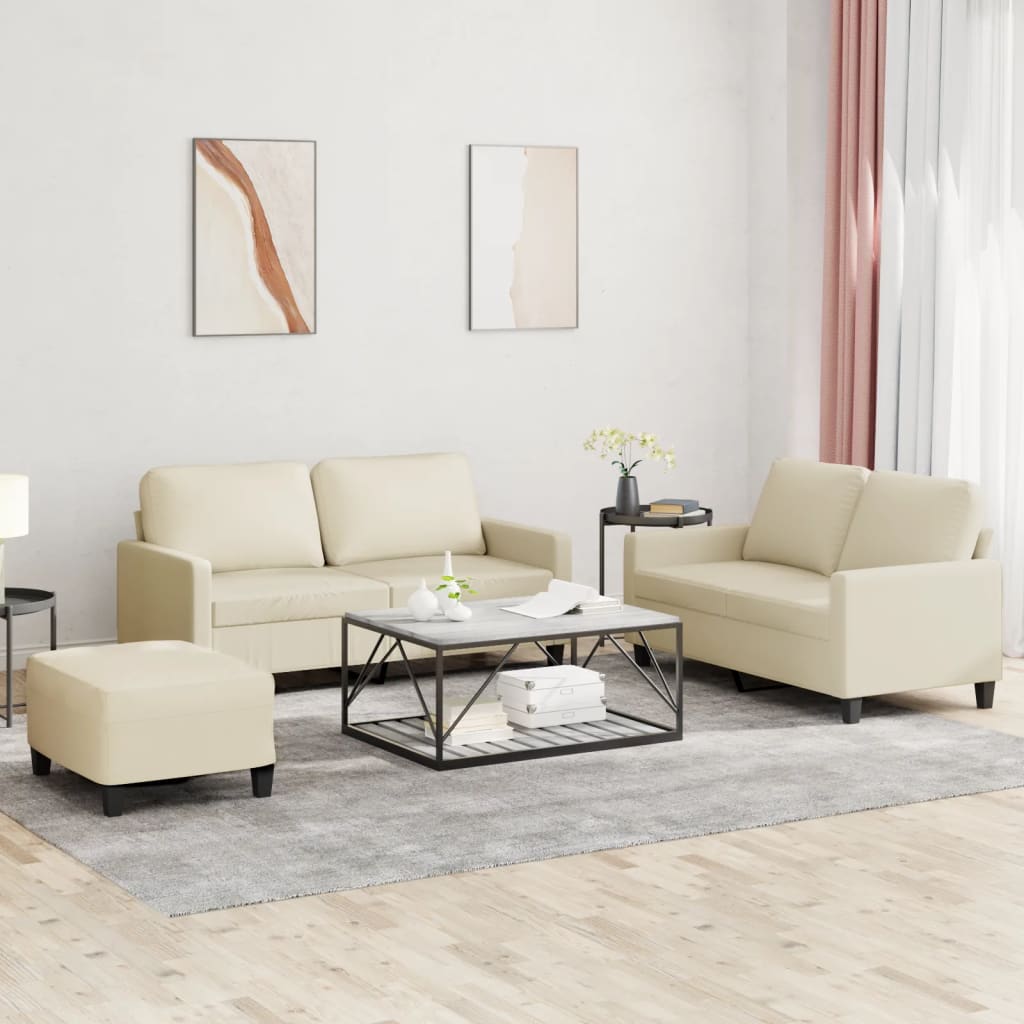 Ensemble de canapés 3 pcs avec coussins Crème Similicuir - XIOS