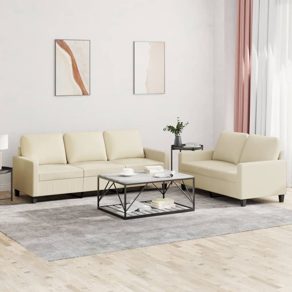 Ensemble de canapés 2 pcs avec coussins Crème Similicuir - XIOS