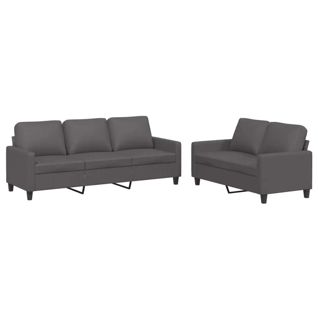 Ensemble de canapés 2 pcs avec coussins Gris Similicuir - XIOS