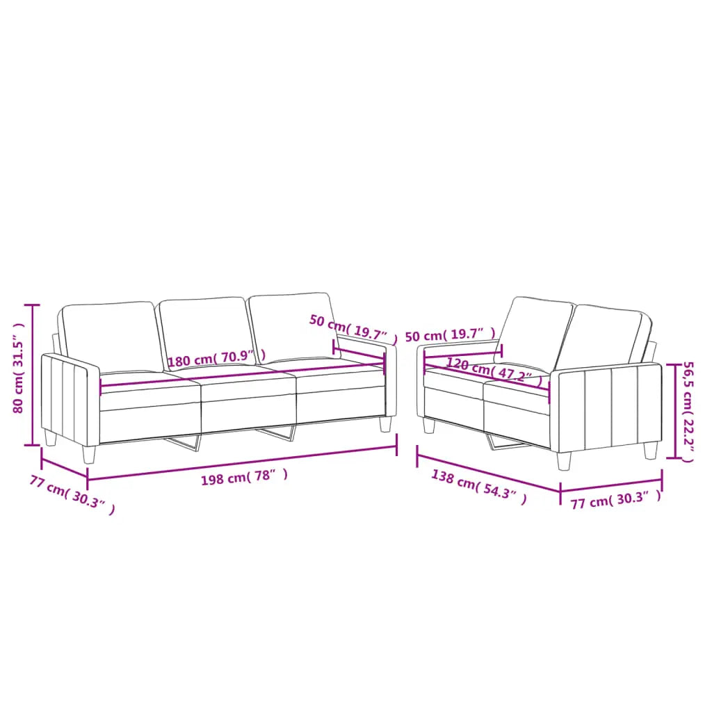 Ensemble de canapés 2 pcs avec coussins Gris Similicuir - XIOS