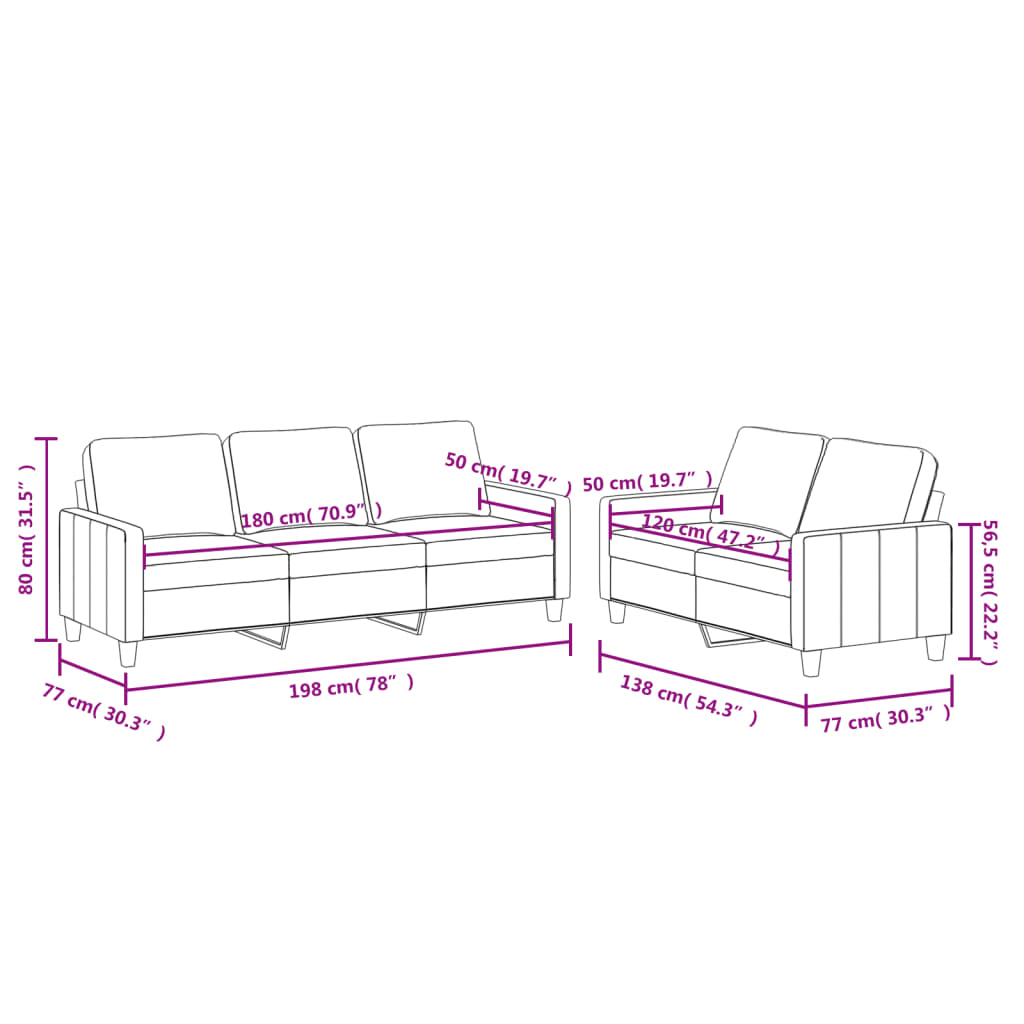 Ensemble de canapés 2 pcs et coussins Rouge bordeaux Similicuir - XIOS