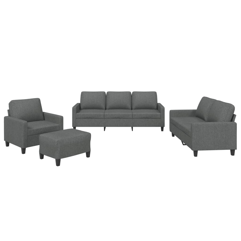 Ensemble de canapés 4 pcs avec coussins Gris foncé Tissu - XIOS