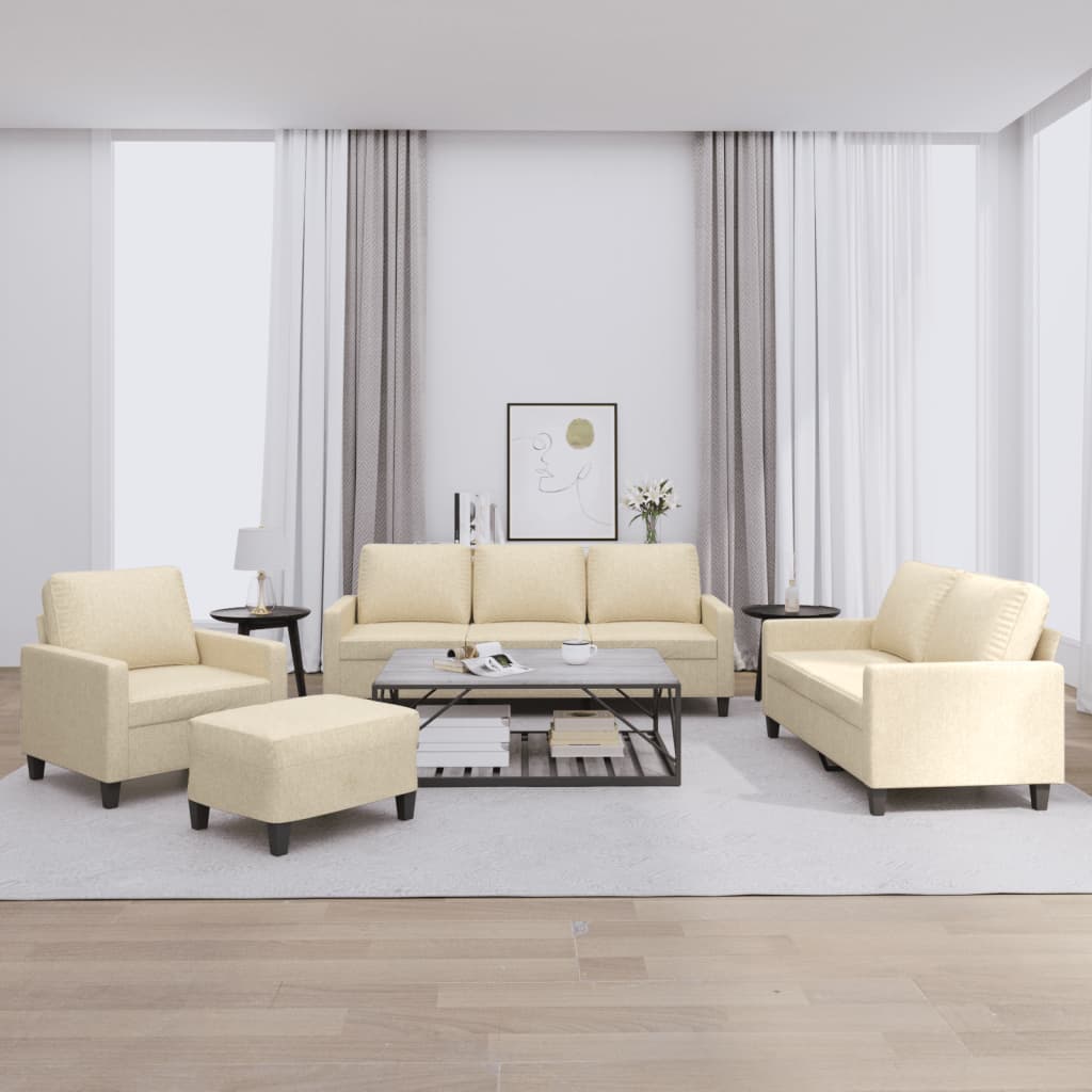 Ensemble de canapés 4 pcs avec coussins Crème Tissu - XIOS