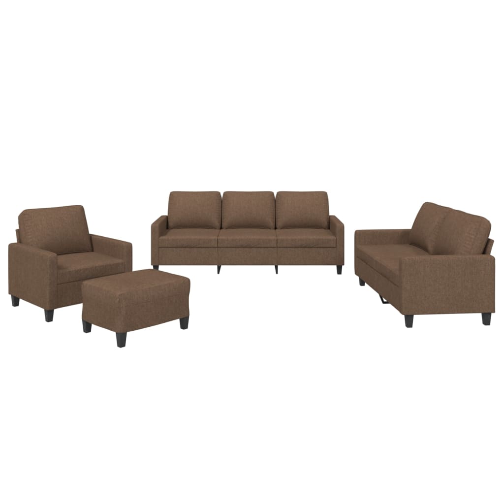 Ensemble de canapés 4 pcs avec coussins Marron Tissu