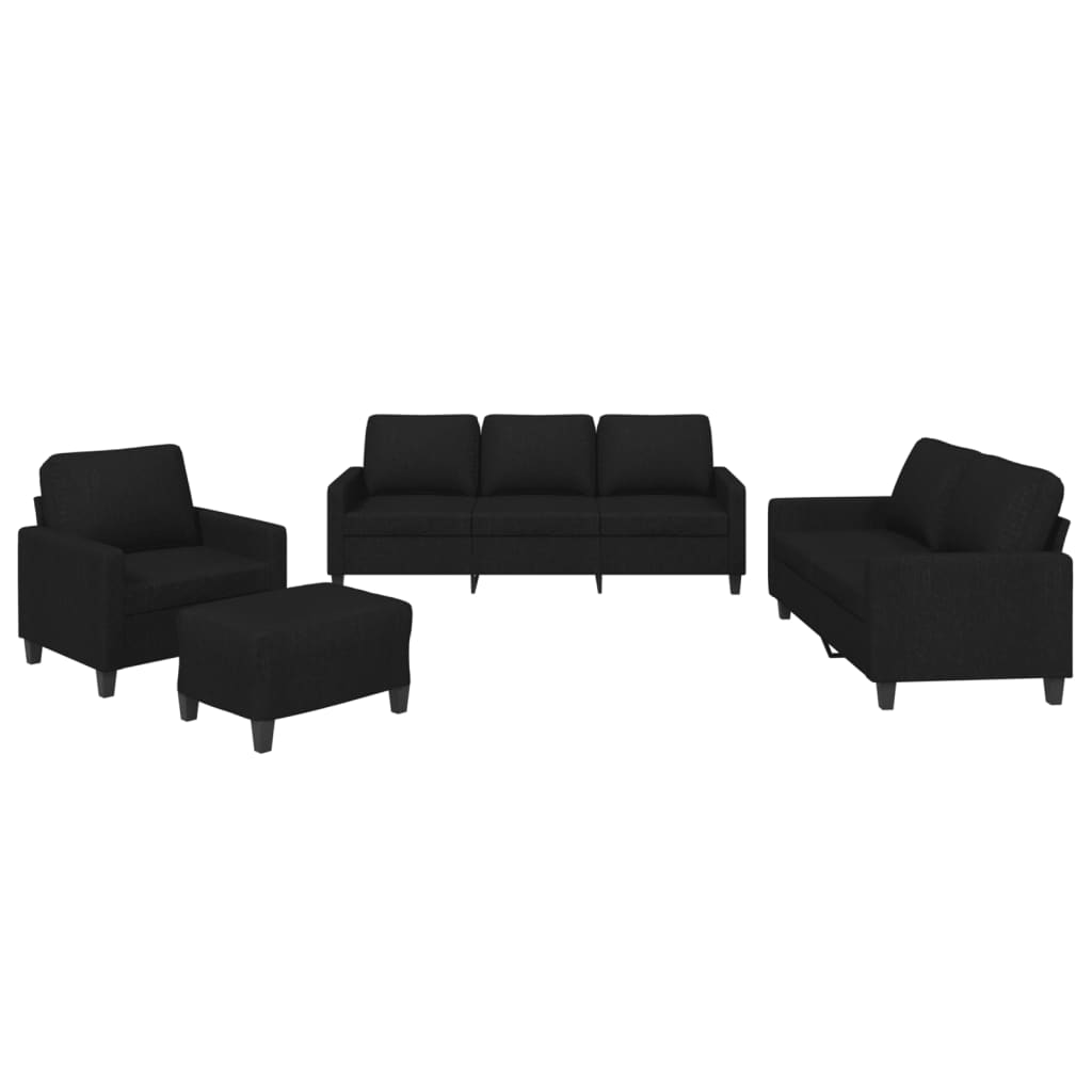 Ensemble de canapés 4 pcs avec coussins Noir Tissu - XIOS
