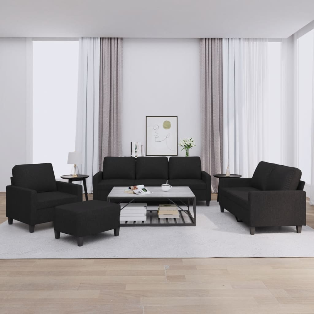 Ensemble de canapés 4 pcs avec coussins Noir Tissu - XIOS