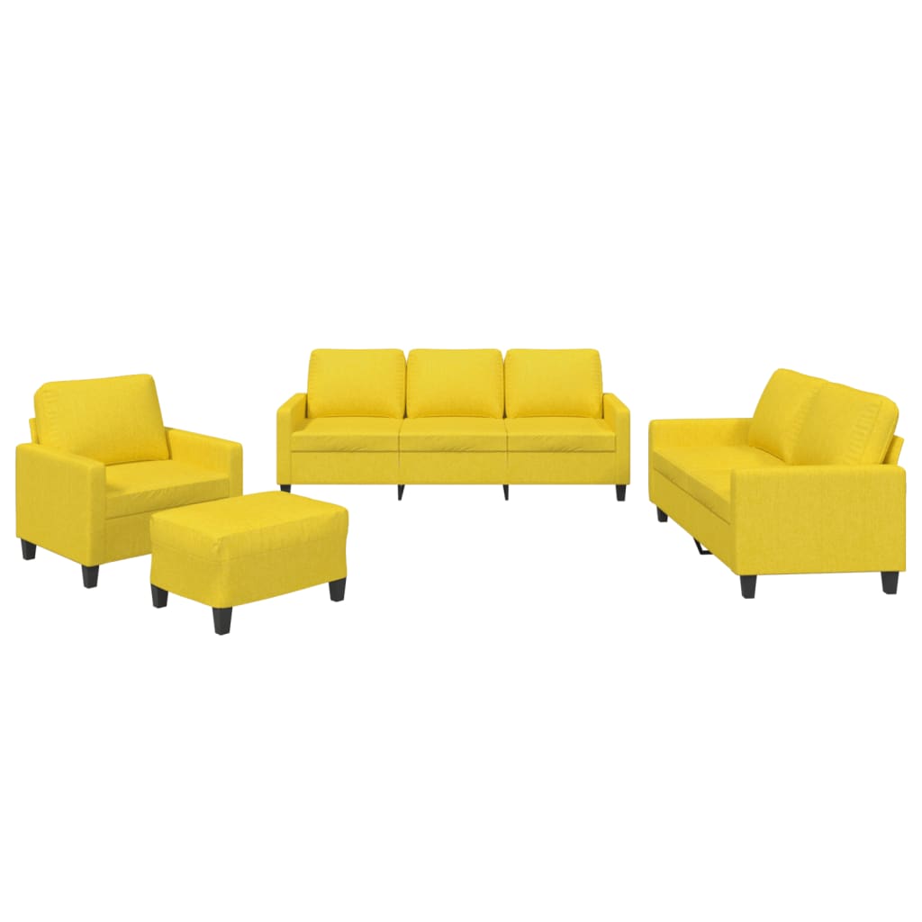 Ensemble de canapés 4 pcs avec coussins Jaune clair Tissu - XIOS