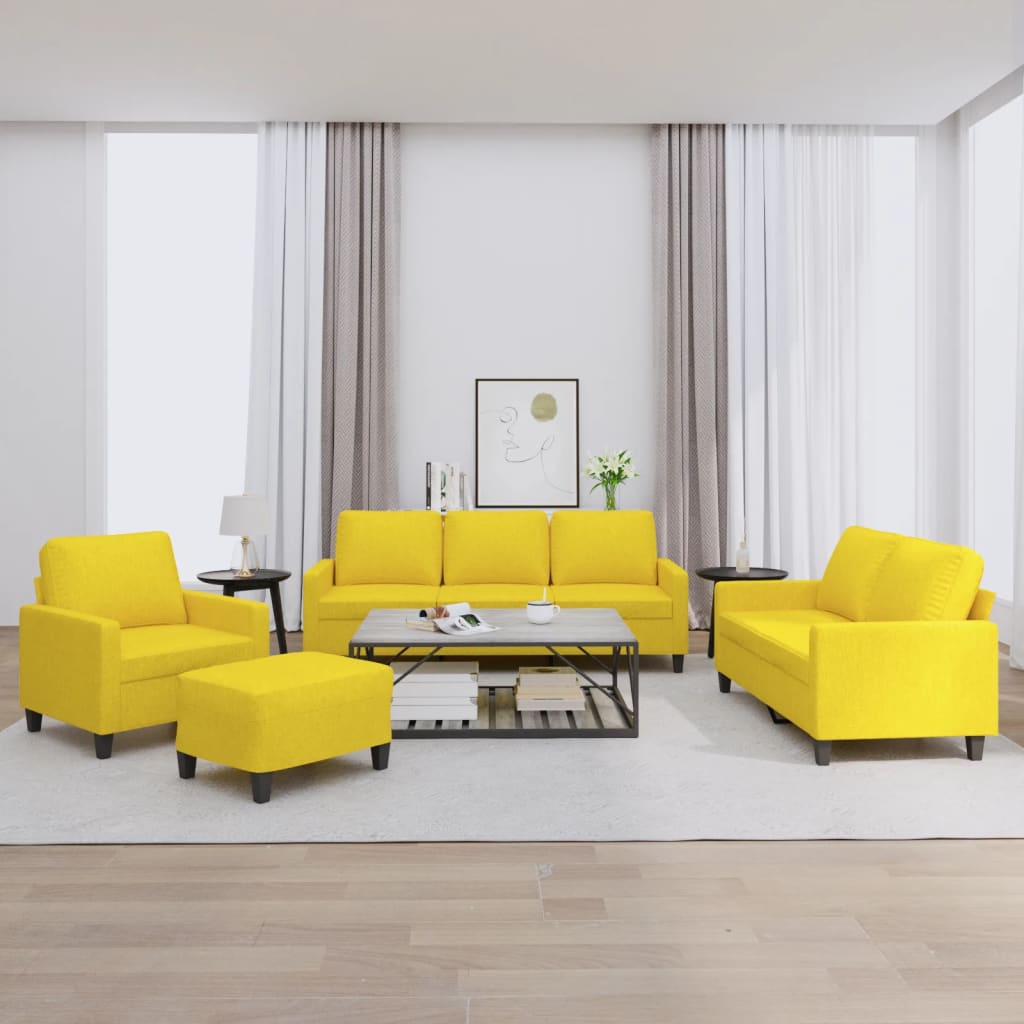 Ensemble de canapés 4 pcs avec coussins Jaune clair Tissu - XIOS