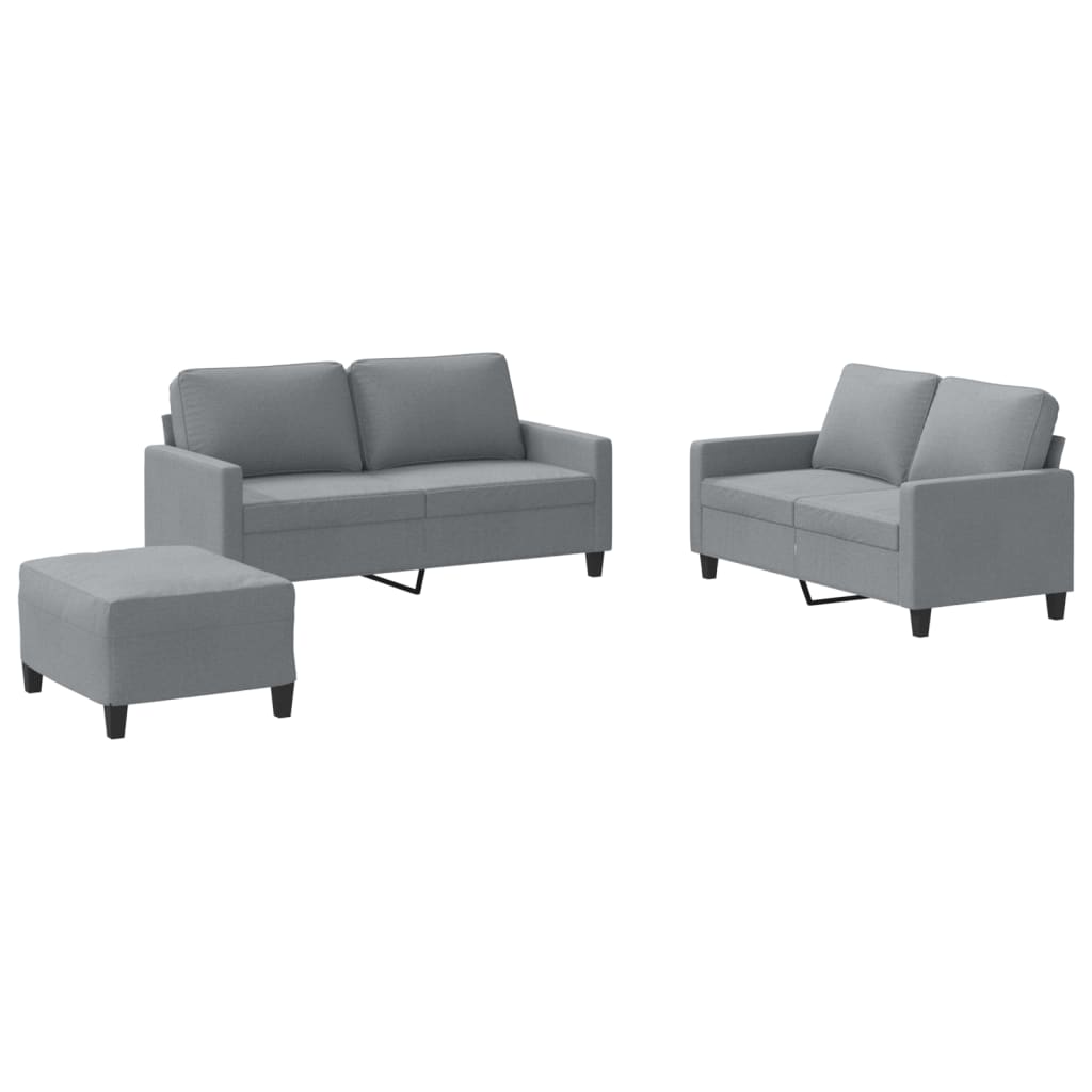 Ensemble de canapés 3 pcs avec coussins Gris clair Tissu - XIOS