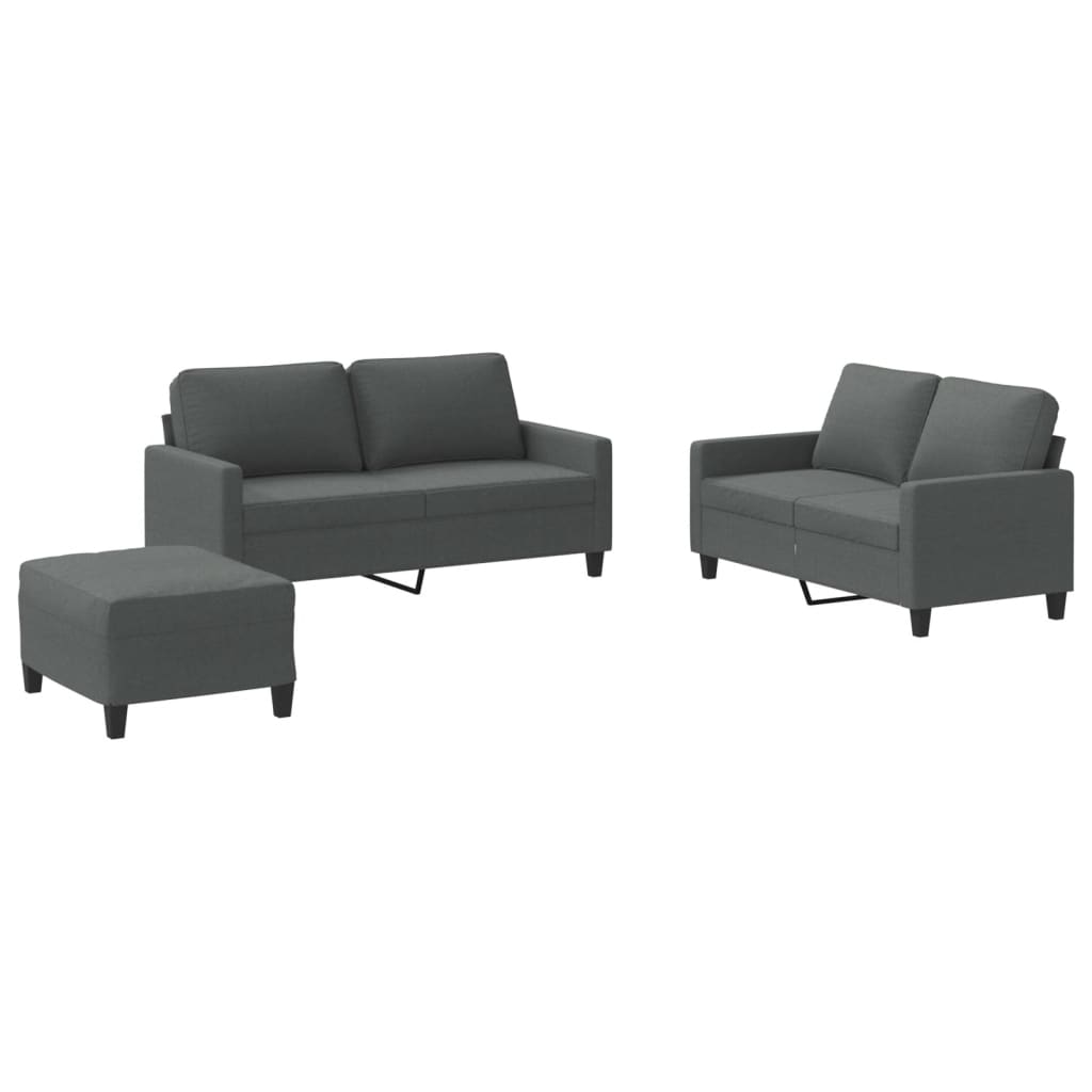 Ensemble de canapés 3 pcs avec coussins Gris foncé Tissu - XIOS