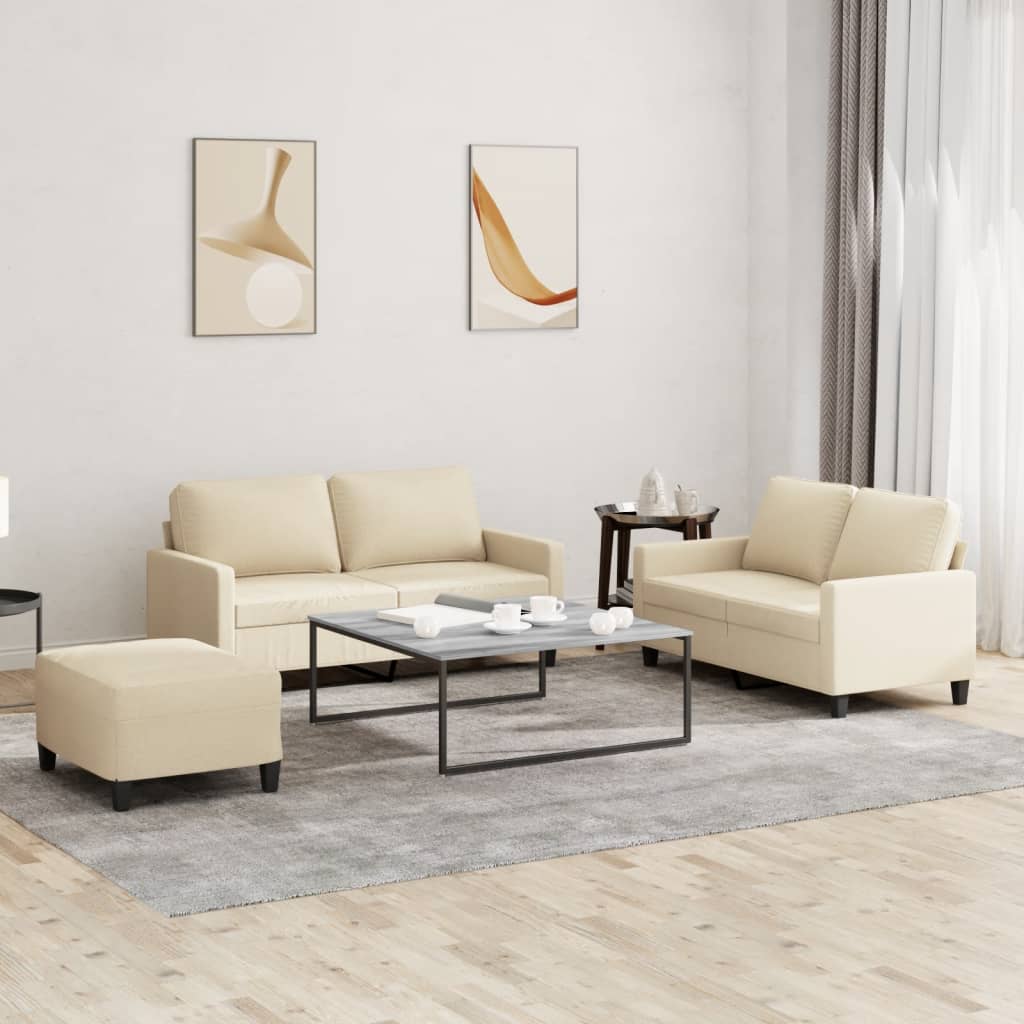 Ensemble de canapés 3 pcs avec coussins Crème Tissu - XIOS