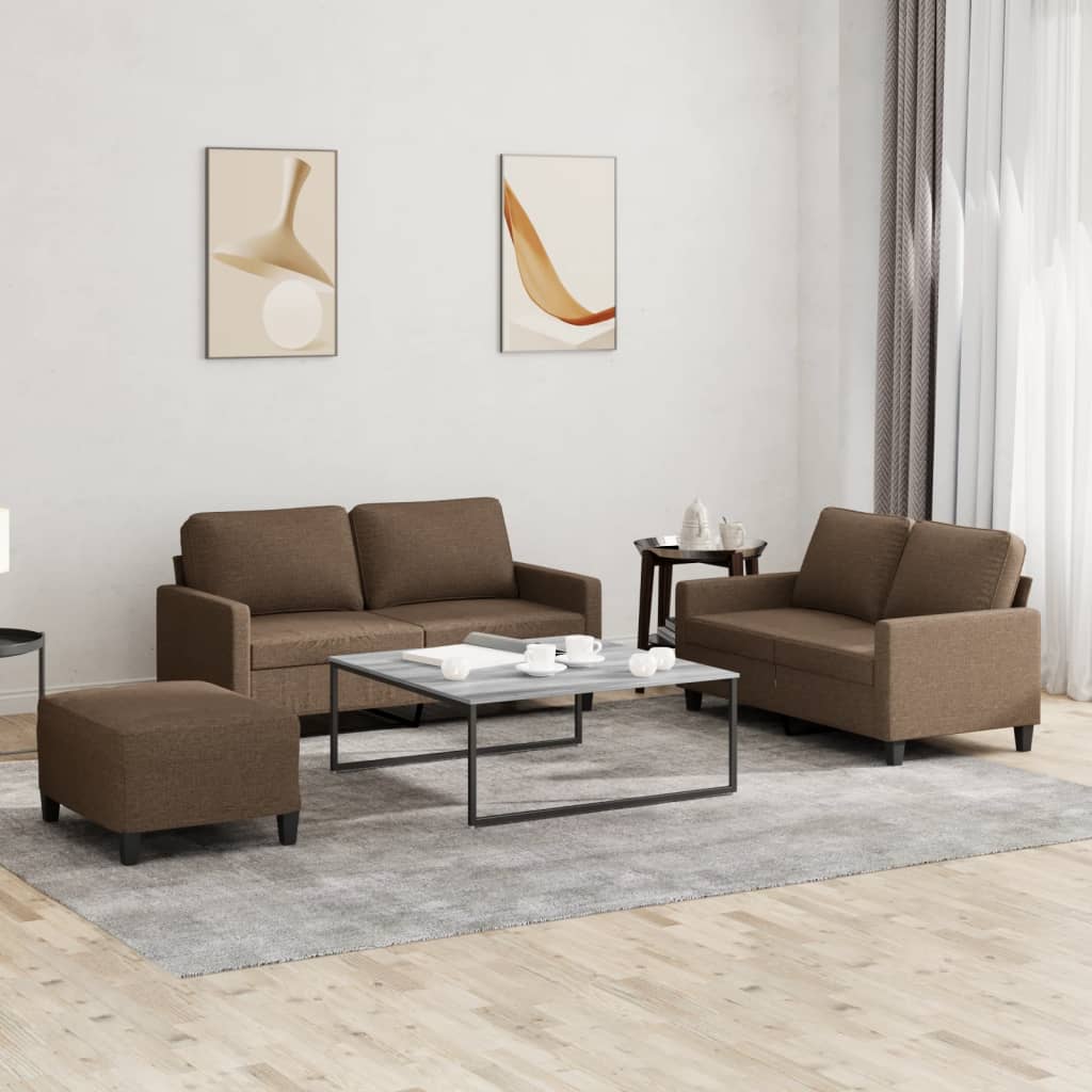 Ensemble de canapés 3 pcs avec coussins Marron Tissu - XIOS