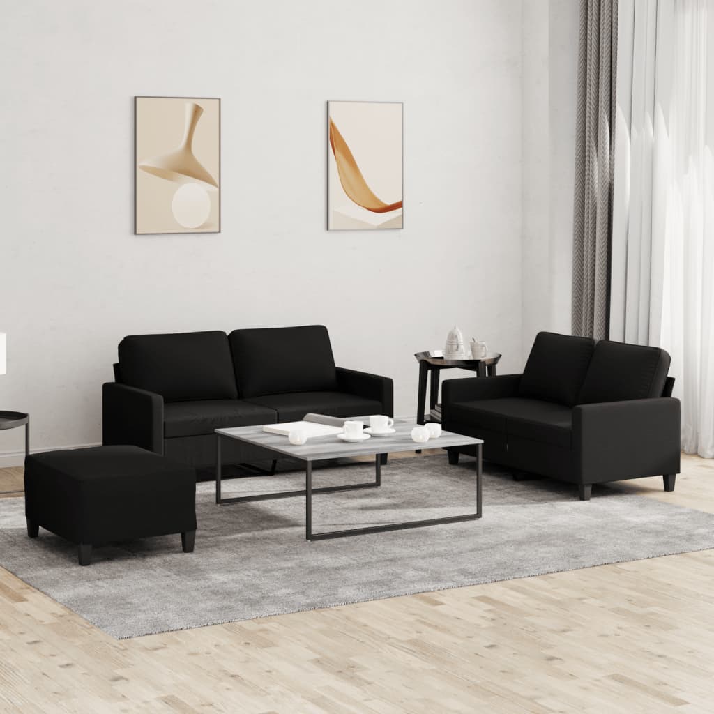Ensemble de canapés 3 pcs avec coussins Noir Tissu - XIOS