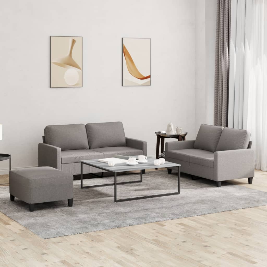 Ensemble de canapés 3 pcs avec coussins Taupe Tissu - XIOS