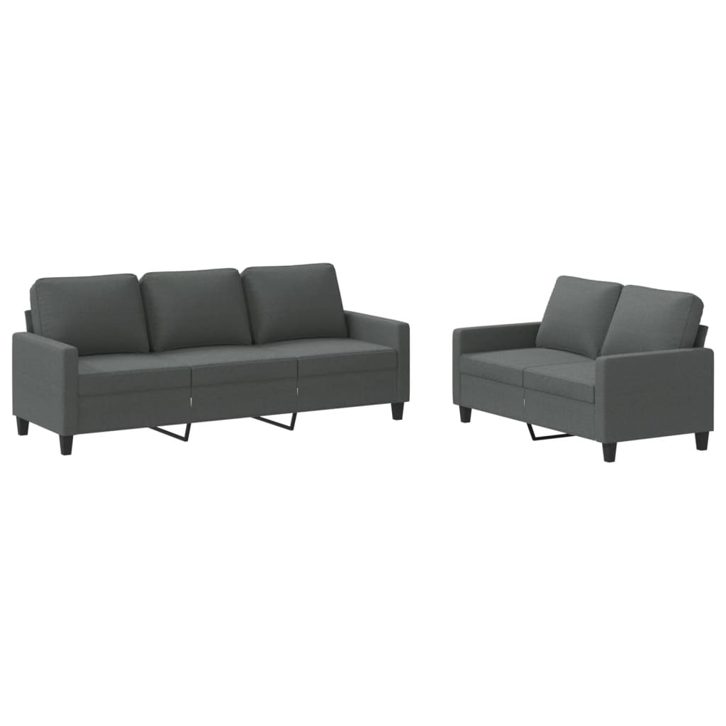Ensemble de canapés 2 pcs avec coussins Gris foncé Tissu - XIOS