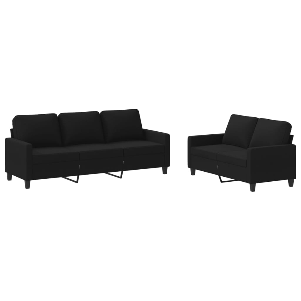 Ensemble de canapés 2 pcs avec coussins Noir Tissu - XIOS