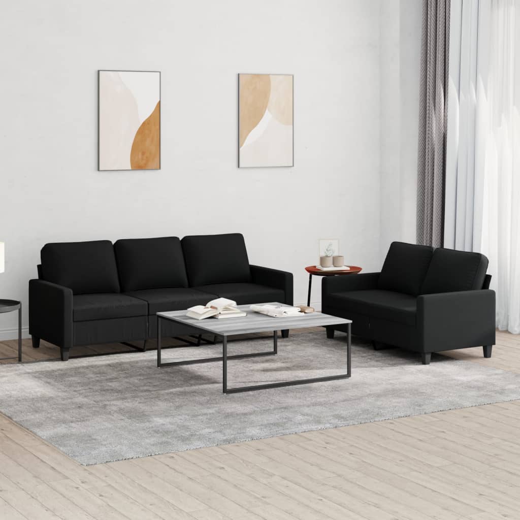 Ensemble de canapés 2 pcs avec coussins Noir Tissu - XIOS