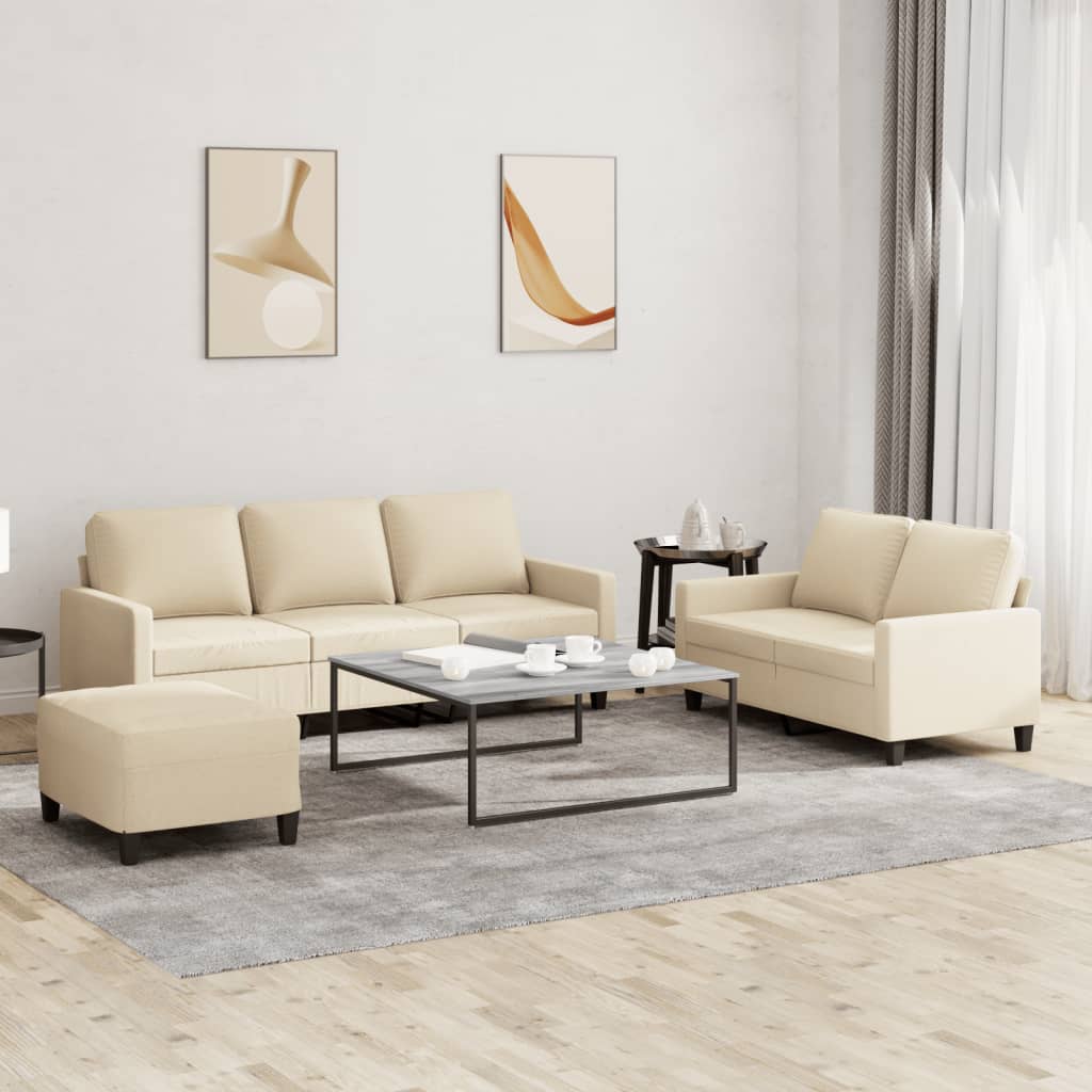 Ensemble de canapés 3 pcs avec coussins Crème Tissu - XIOS