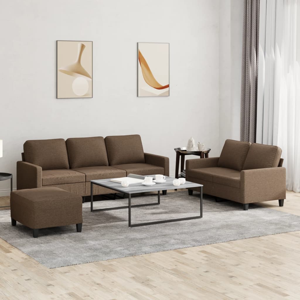 Ensemble de canapés 3 pcs avec coussins Marron Tissu - XIOS