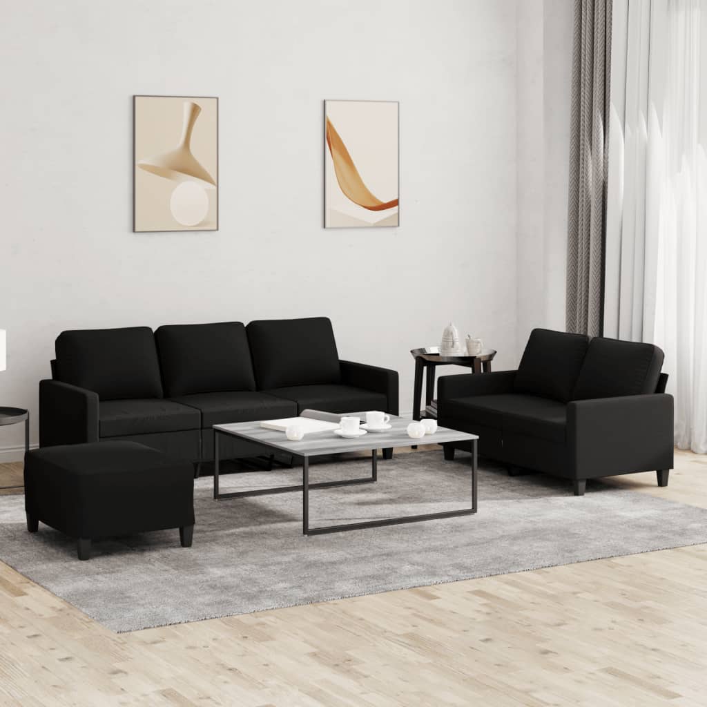 Ensemble de canapés 3 pcs avec coussins Noir Tissu - XIOS