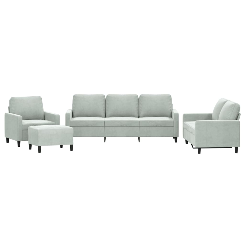Ensemble de canapés 4 pcs avec coussins Gris clair Velours - XIOS