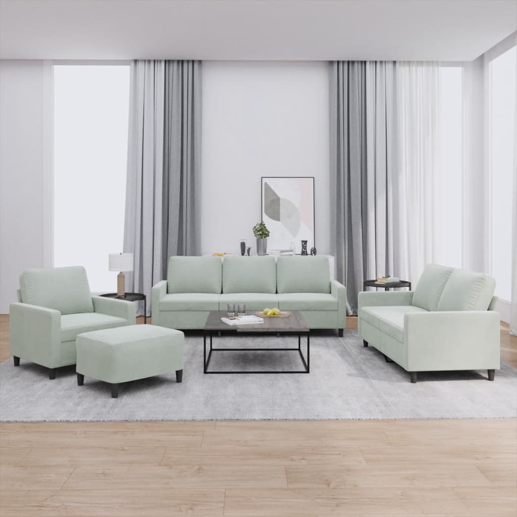 Ensemble de canapés 4 pcs avec coussins Gris clair Velours - XIOS