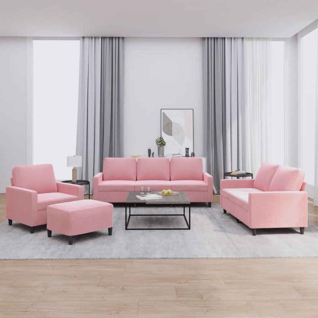 Ensemble de canapés 4 pcs avec coussins Rose Velours - XIOS