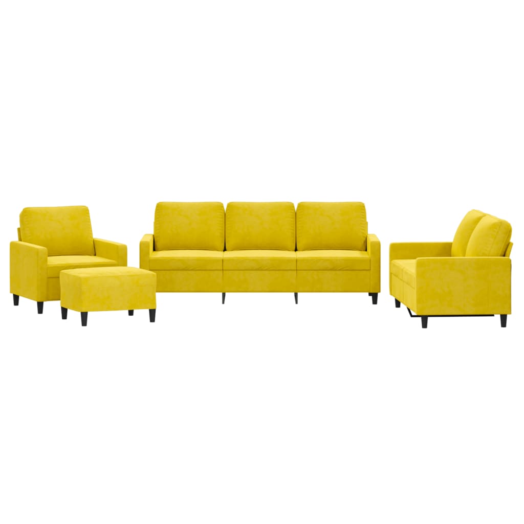 Ensemble de canapés 4 pcs avec coussins Jaune Velours - XIOS