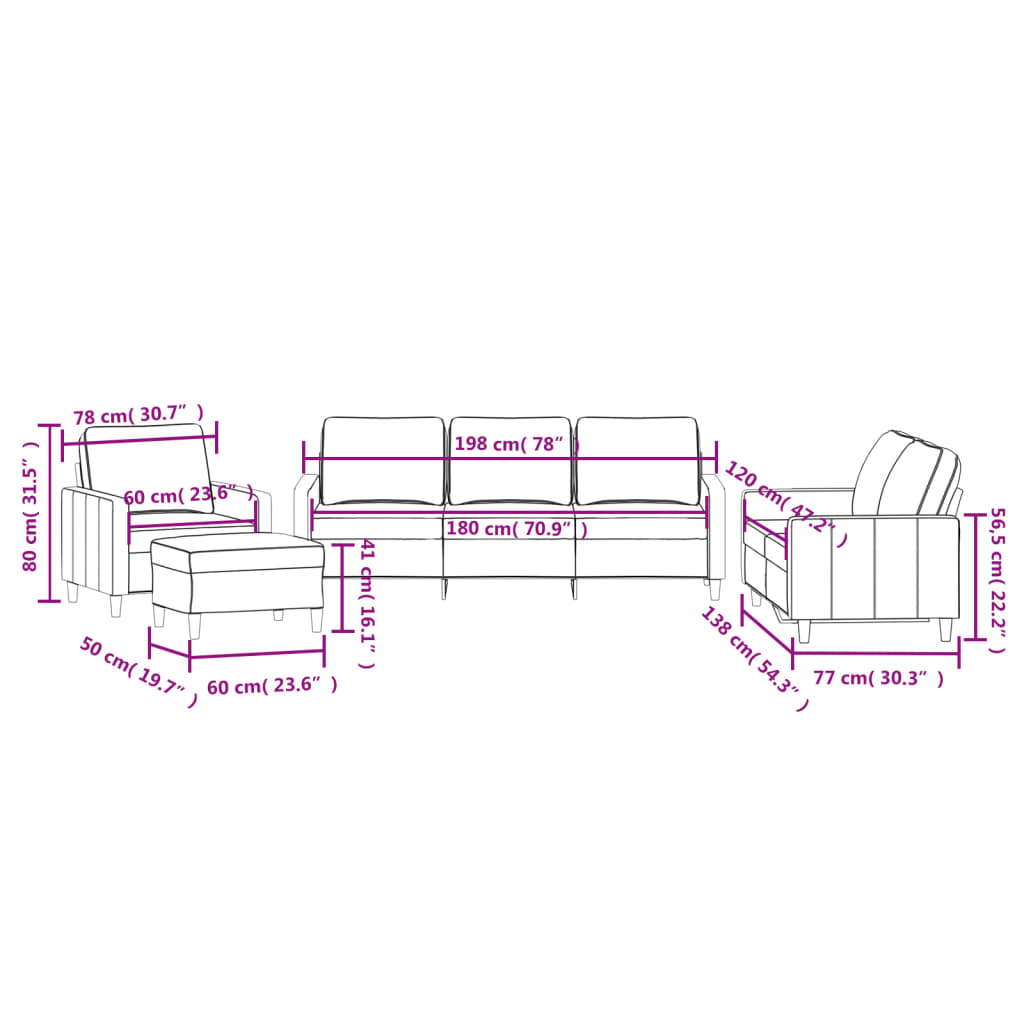 Ensemble de canapés 4 pcs avec coussins Jaune Velours - XIOS