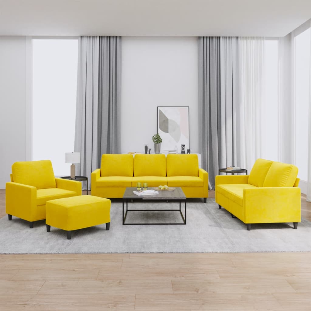 Ensemble de canapés 4 pcs avec coussins Jaune Velours - XIOS