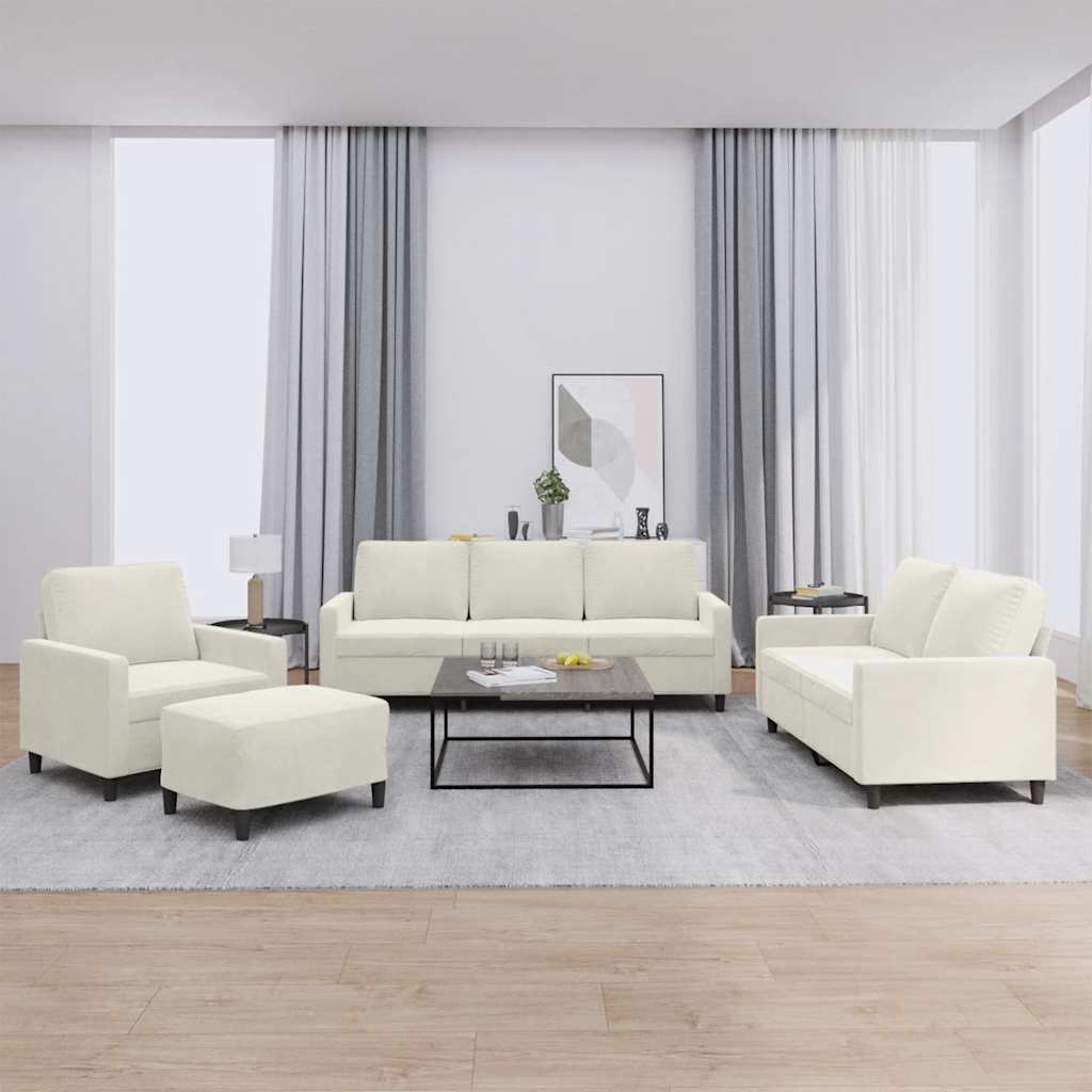 Ensemble de canapés 4 pcs avec coussins Crème Velours