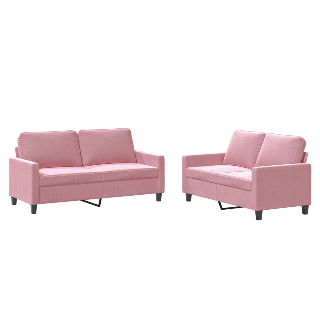 Ensemble de canapés 2 pcs avec coussins Rose Velours - XIOS