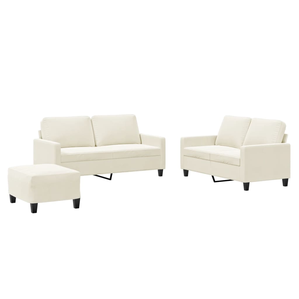 Ensemble de canapés 3 pcs avec coussins Crème Velours - XIOS