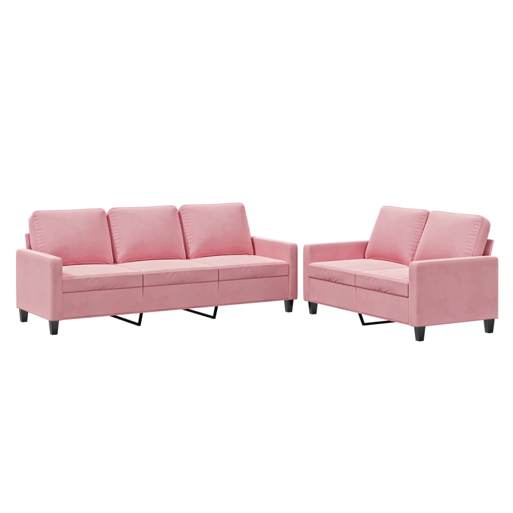 Ensemble de canapés 2 pcs avec coussins Rose Velours - XIOS