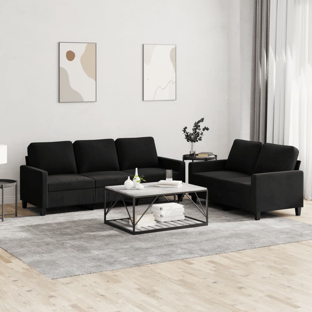 Ensemble de canapés 2 pcs avec coussins Noir Velours - XIOS