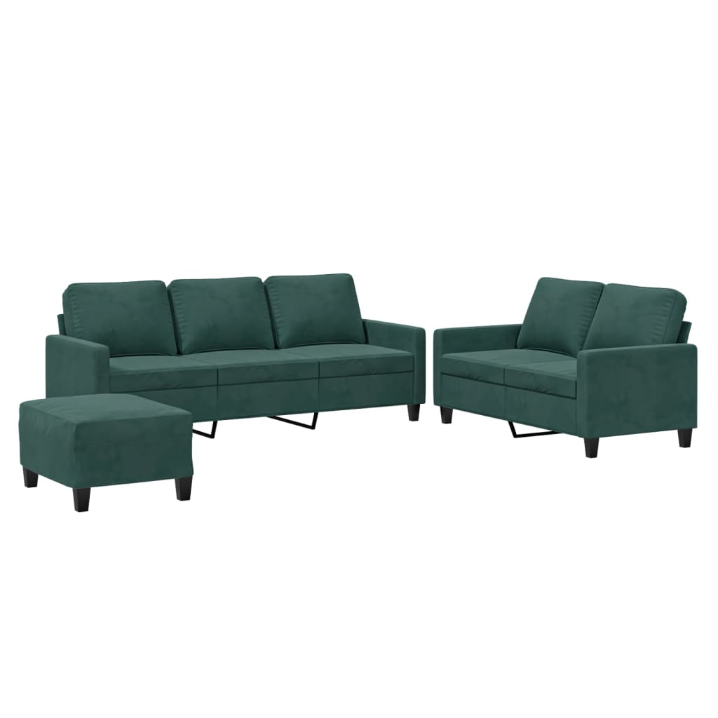 Ensemble de canapés 3 pcs avec coussins Vert foncé Velours - XIOS