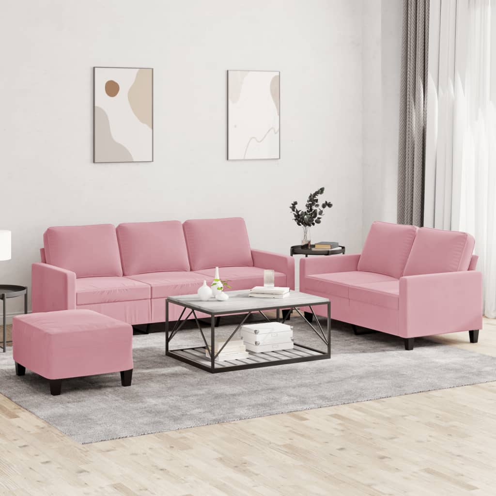 Ensemble de canapés 3 pcs avec coussins Rose Velours - XIOS