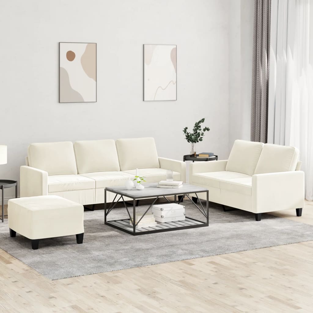 Ensemble de canapés 3 pcs avec coussins Crème Velours - XIOS