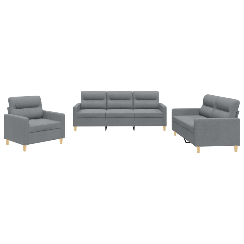 Ensemble de canapés 3 pcs avec coussins Gris clair Tissu - XIOS
