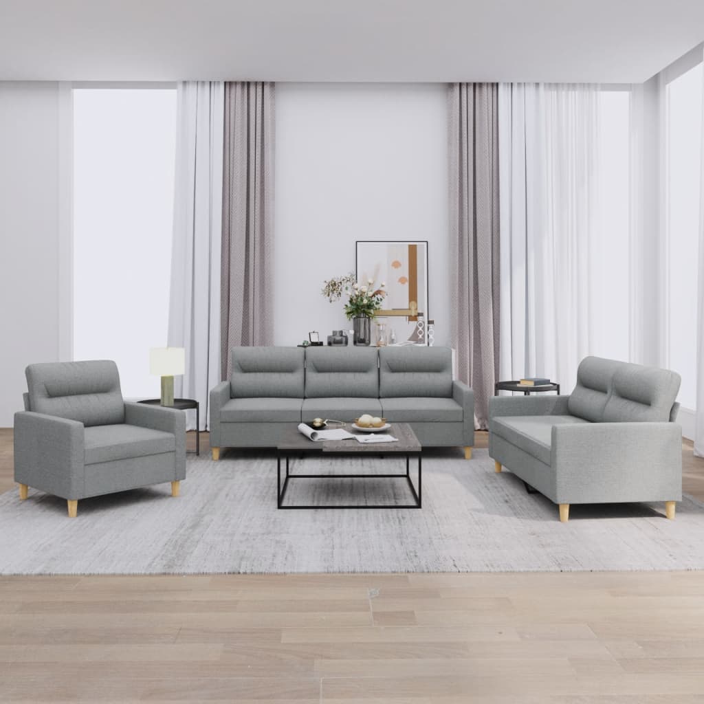 Ensemble de canapés 3 pcs avec coussins Gris clair Tissu - XIOS