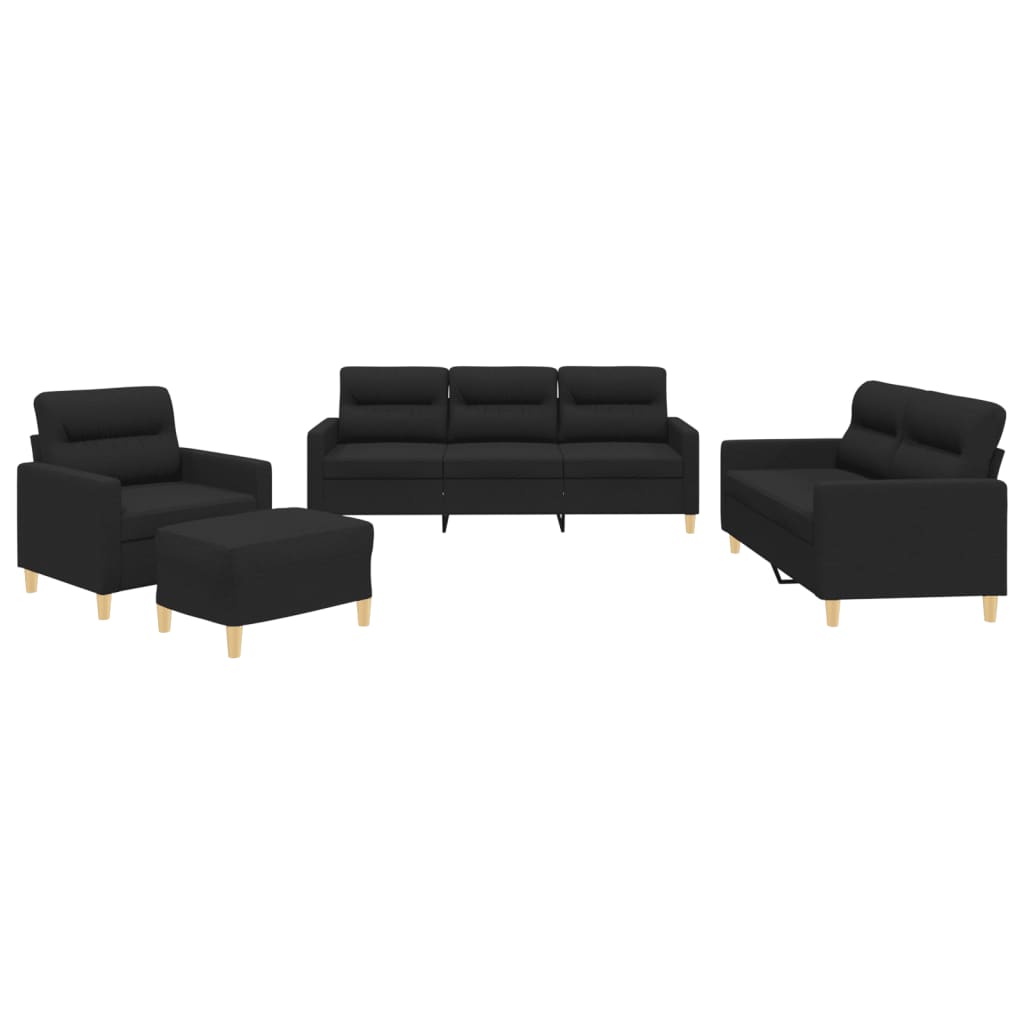 Ensemble de canapés 4 pcs avec coussins Noir Tissu - XIOS