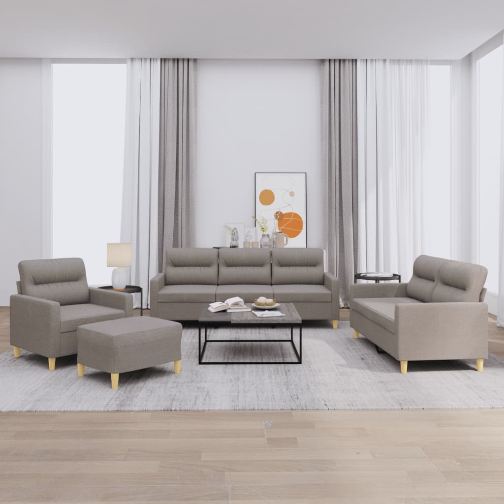 Ensemble de canapés 4 pcs avec coussins Taupe Tissu