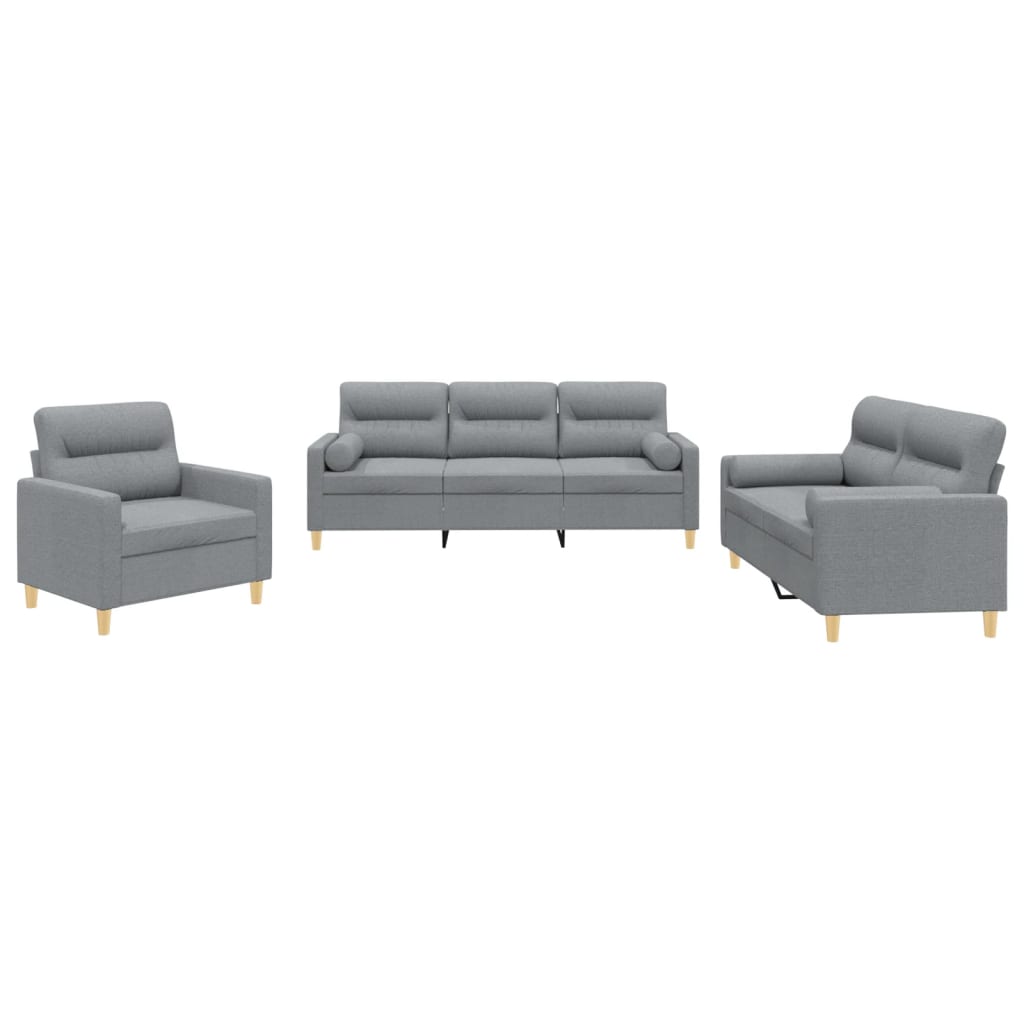 Ensemble de canapés 3 pcs coussins gris clair tissu - XIOS