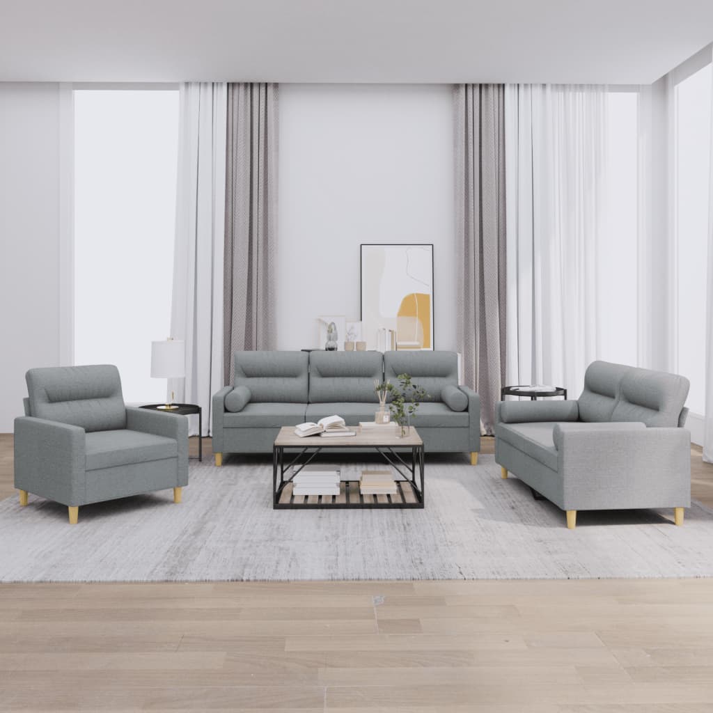 Ensemble de canapés 3 pcs coussins gris clair tissu - XIOS