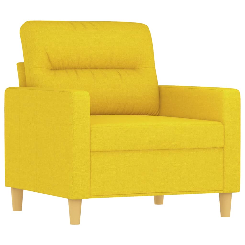 Ensemble de canapés 3 pcs avec coussins jaune clair tissu
