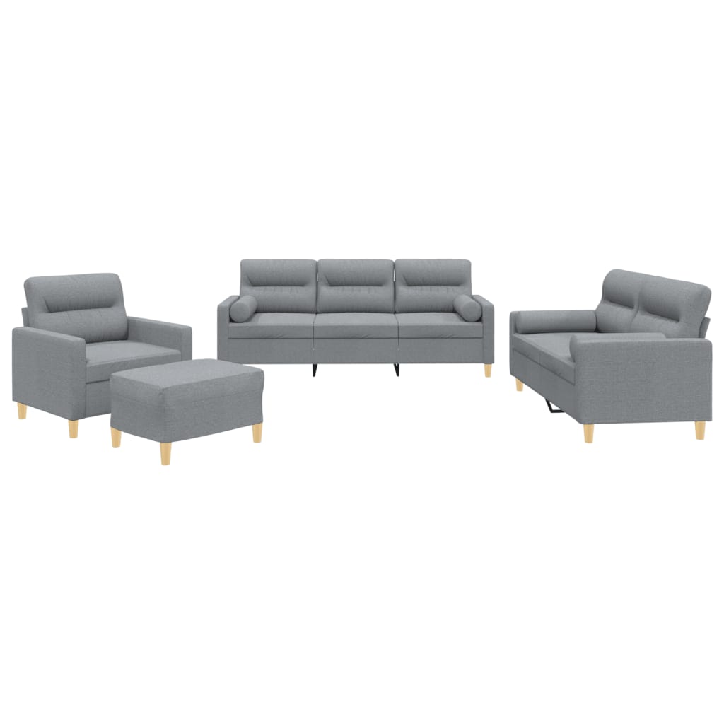Ensemble de canapés 4 pcs coussins gris clair tissu - XIOS