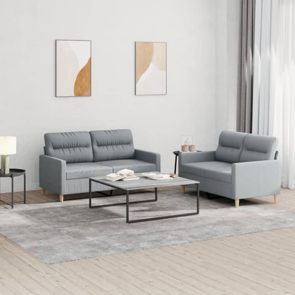 Ensemble de canapés 2 pcs avec coussins Gris clair Tissu - XIOS