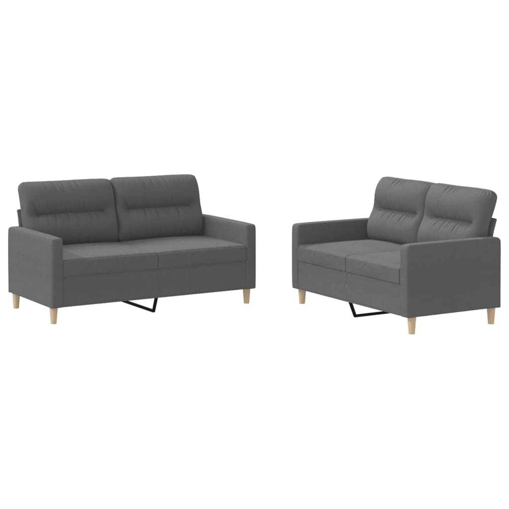 Ensemble de canapés 2 pcs avec coussins Gris foncé Tissu - XIOS